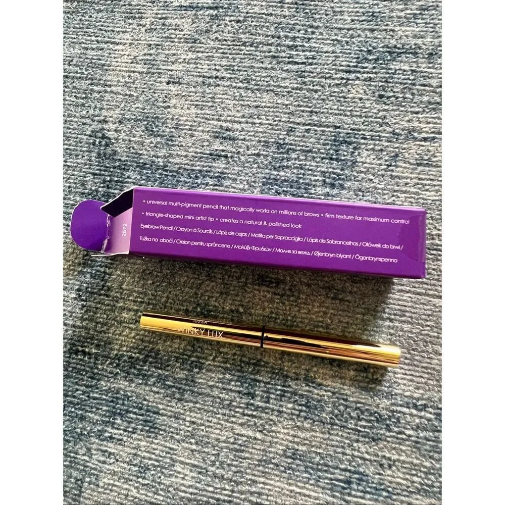 Winky Lux Rose Gold Travel Bag Brow Pencil Lip Gloss Lipstick Cleanser
